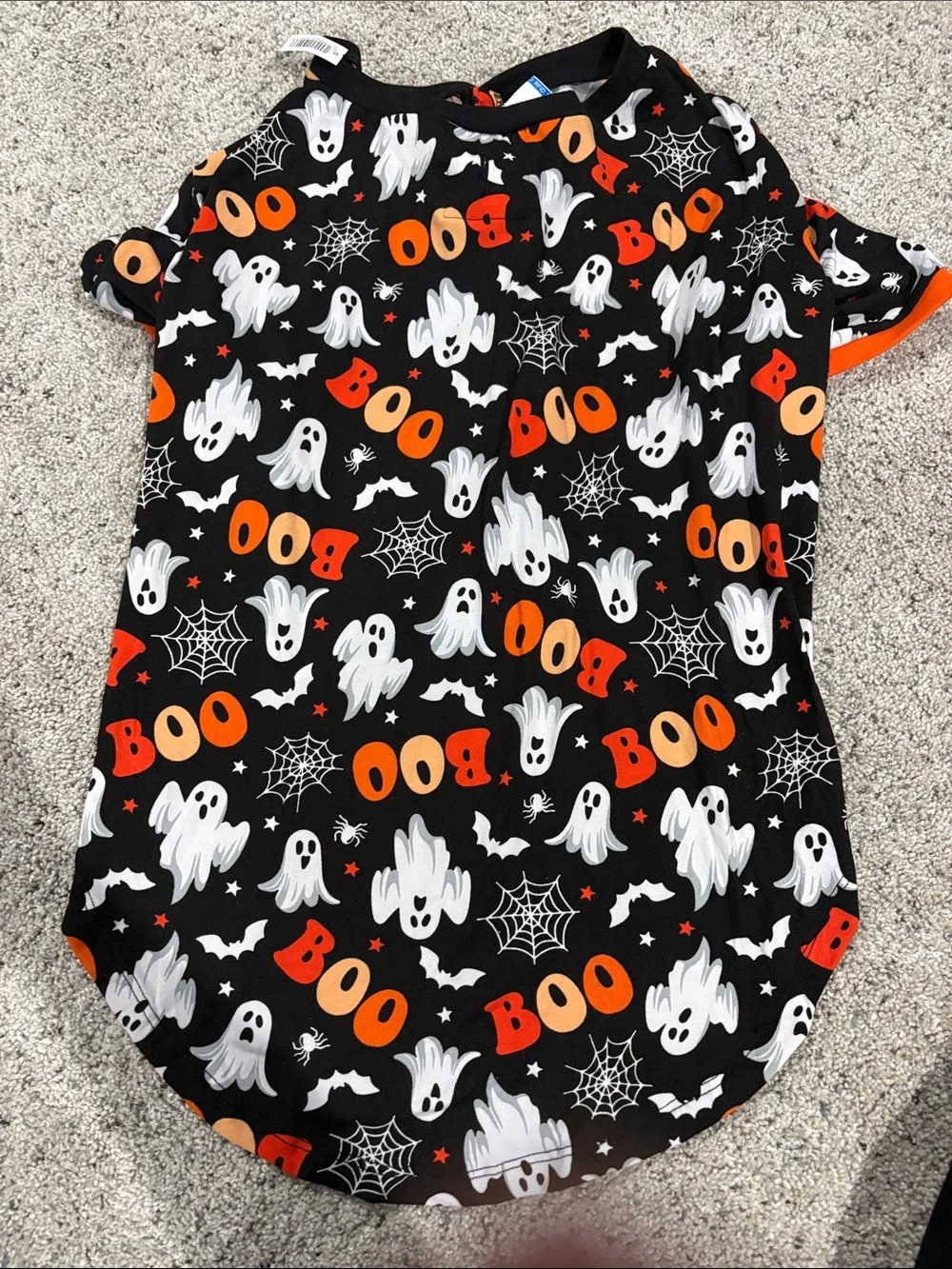 Halloween 'Boo' Ghost Dog Tee - Black & Orange